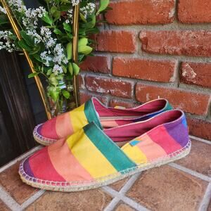 LGBTQ Gay Rainbow Striped Espadrilles - MENS - 12 - UBUNTU